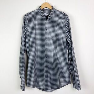 Frank + Oak Gray Gingham Branford Casual Button-Down Top